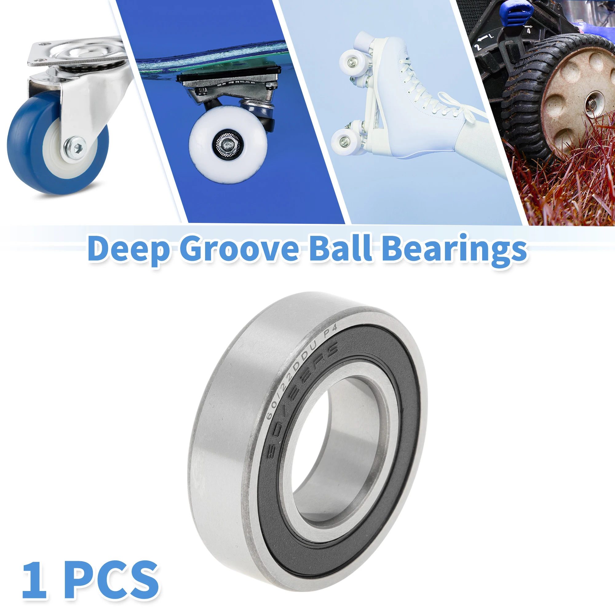 Motoforti 60/22DDU Deep Groove Ball Bearings 22x44x12mm P4 Double Rubber Seal Lubricated Bearings Car Scooter Skateboard Wheel
