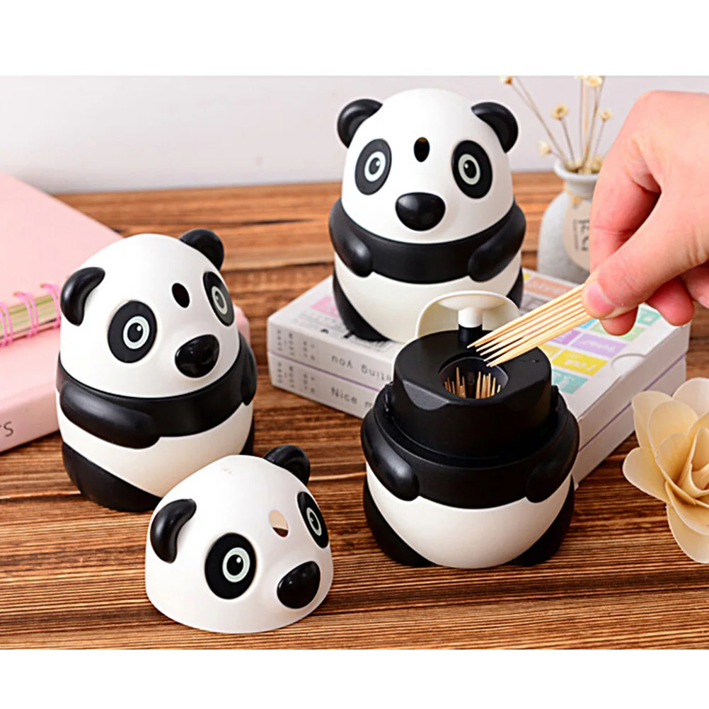 

Panda Shape Toothpick Box Abs Plastic Automatic Dispenser Holder For Coffee Shops Restaurants Desktop Garden Car