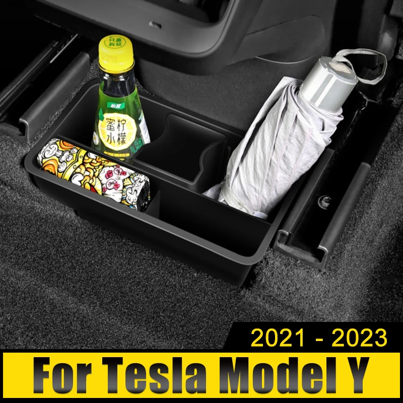 ABS Car Under Seat Storage Box Drawer High Capacity Holder Organizer Case Hidden Tray For Tesla Model Y ModelY 2021 2022 2023