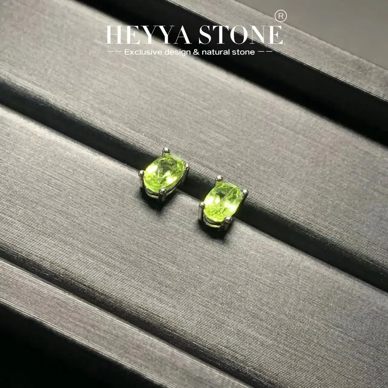 HEYYA STONE Oval Natural Peridot Stud Earrings For Women 925 Silver Simple Fine Jewelry Stone Gemstone Classic Style