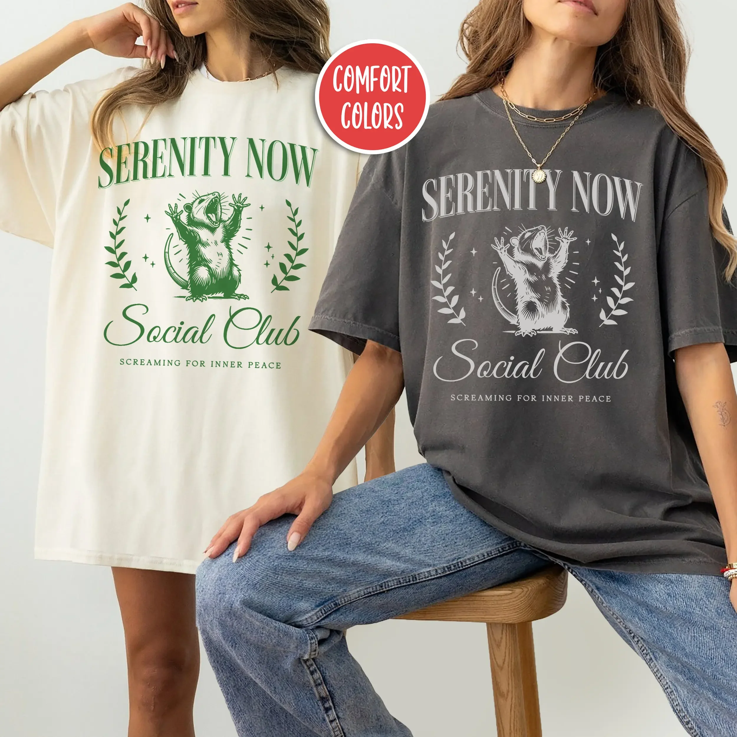 Serenity Now Social Club T Shirt Possum Old Money Aesthetic Clothes S Opossum Preppy Stuff Meme Sarcastic