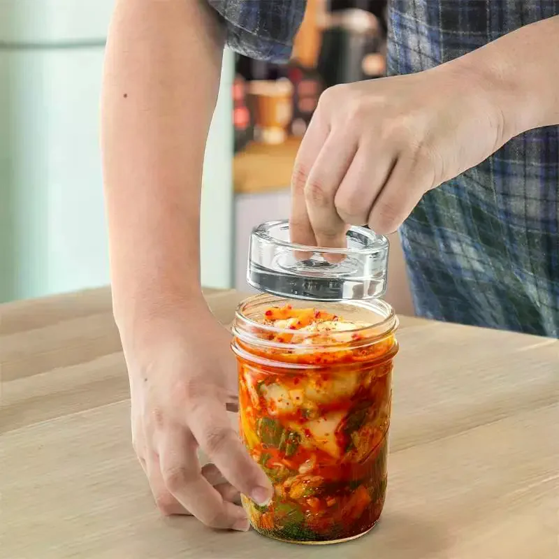 /TPz/Fermented Glass Weights Wide Mouth Jars Lids Kitchen Gadgets Sealed Storage Container Lids Cheese Fermentation 1pcs