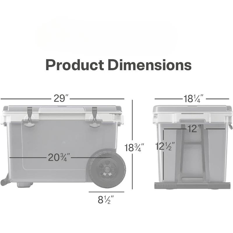 52 Quart Ultra-Light Wheeled Drink, Beverage, Camping, Picnic, Fishing, Boat, Barbecue,home.