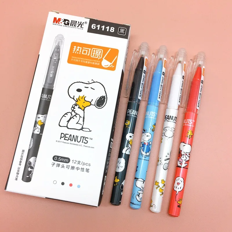 1Pc Cartoon Snoopy Erasable Press Pen Anime Kawaii 0.5Mm Black Blue Ink Gel Pens Office School Supplies Stationery Accessories