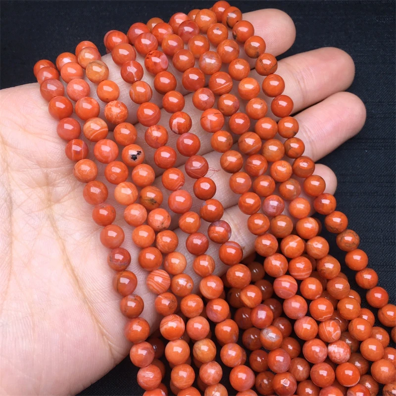 5.7MM Natural Nanhong Agate Triple Circle Bracelet Fashion Gemstone Jewelry Reiki Healing Fengshui Gift For Women 1pcs