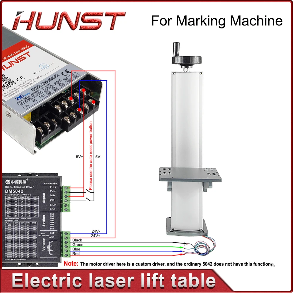 Imagem -06 - Máquina de Marcação a Laser Hunst Mesa Elevatória Automática Elevador do Eixo z Altura do Suporte 500 mm Motor Driver Fonte de Alimentação