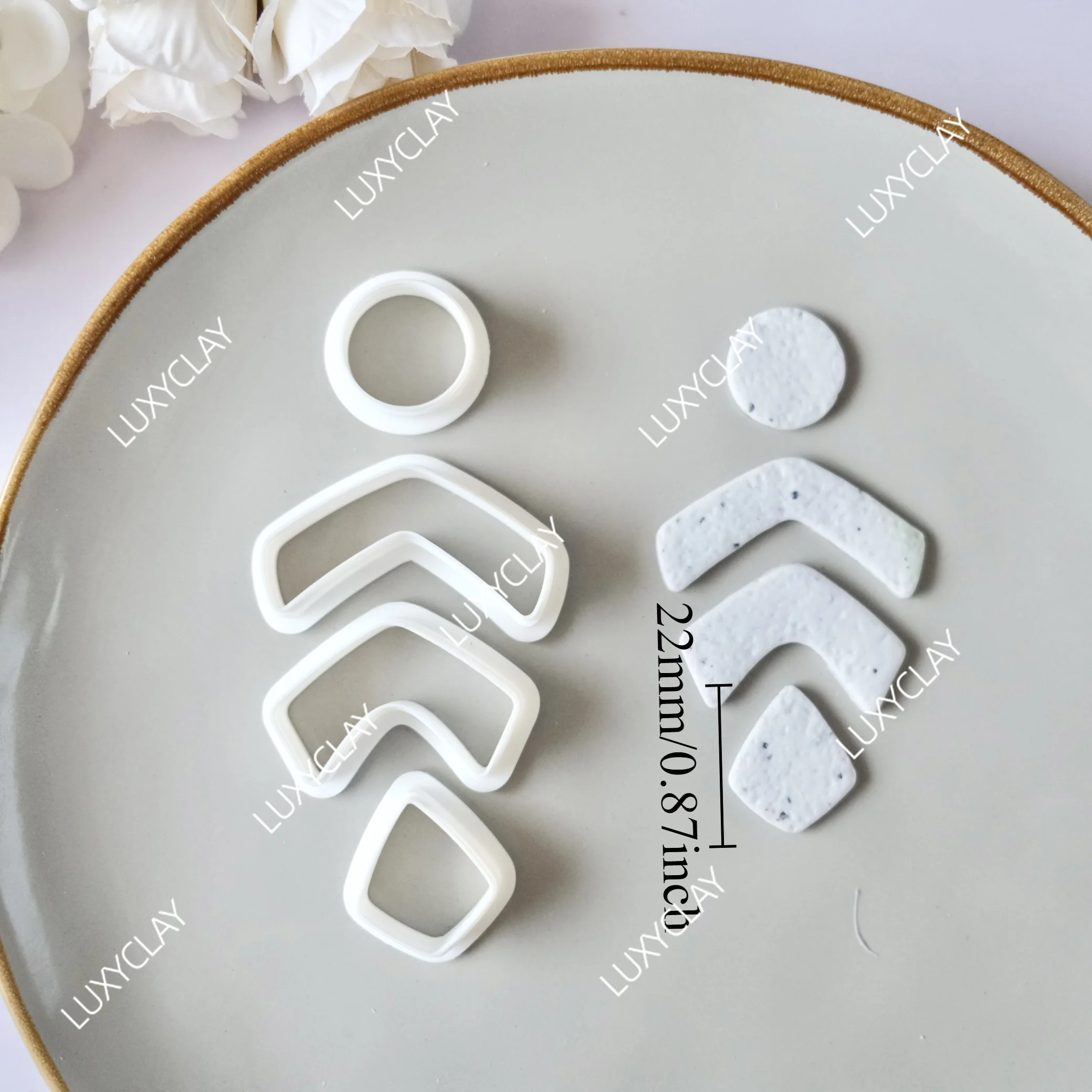 4pcs Symmetrical Geometric Hollow Polymer Clay Earring Cutters Set, Fan-shaped & Diamond Dangle Clay Cutters for Jewelry Making