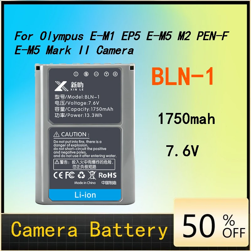 

BLN-1 1750mah Battery Charger for Olympus E-M1 EP5 E-M5 M2 PEN-F E-M5 Mark II Camera Rechargeable Li-ion Battery