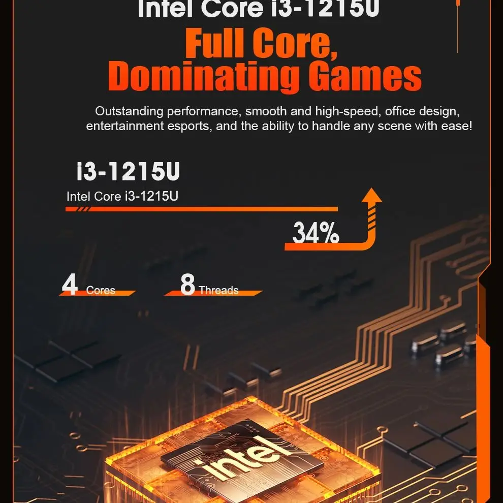 TISHRIC Mini PC Windows 11 Intel 12.a generación Core i3-1215U SSD 512G DDR4 2666 16G Mini PC M.2 PCIE 4,0 WIFI6 BT5.2 computadora de escritorio