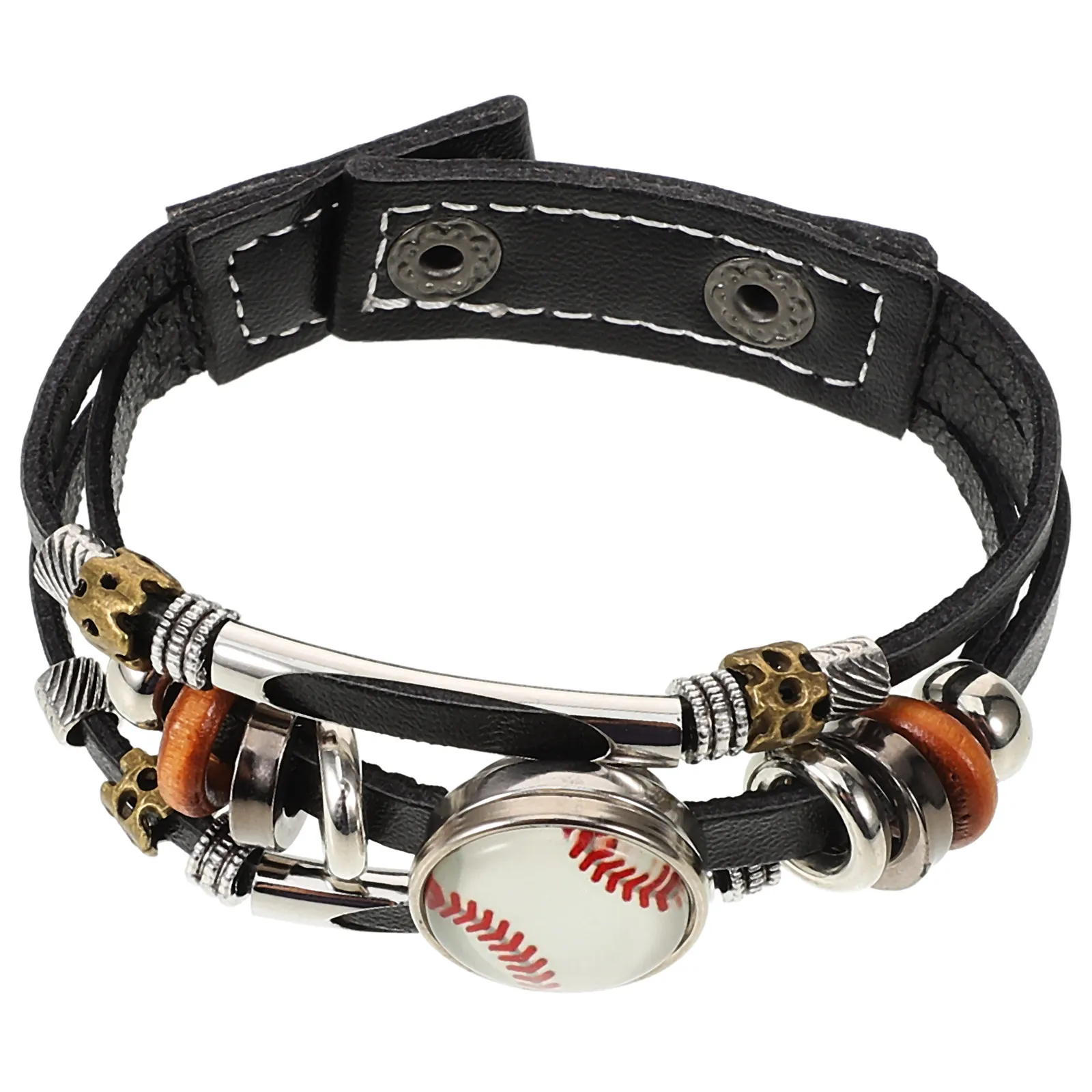 

Спортивный браслет с футбольным шармом, ретро-браслет из искусственной кожи, многослойный, винтажный, стильный, модный, унисекс, украшение для запястья