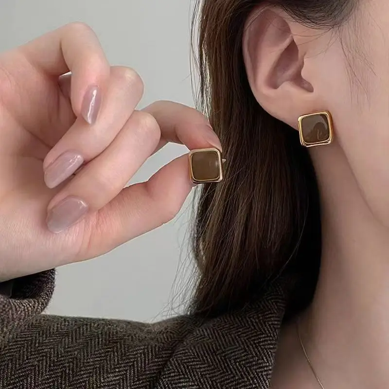 الخريف الشتاء ميلارد بالتنقيط النفط القهوة اللون أقراط للنساء عبر الحدود نمط جديد الراقية الشعور تنوعا الأذن الملحقات