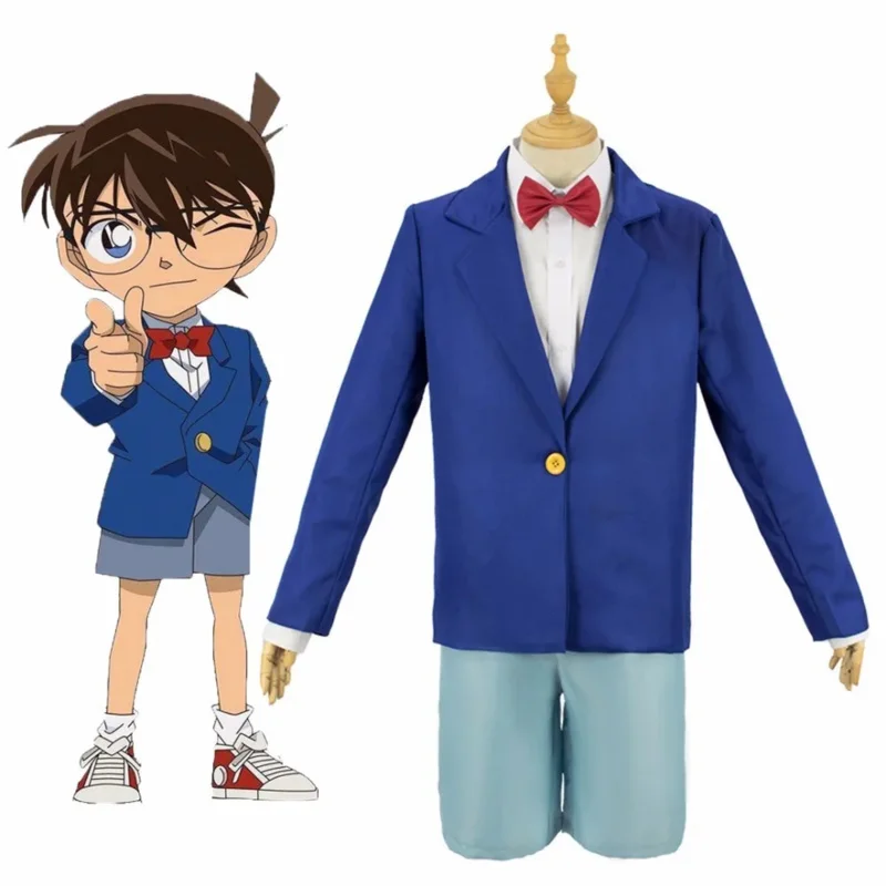 JP anime Detective Conan case closed Conan Edogawa full set cosplay costume kids adult school uniform sets