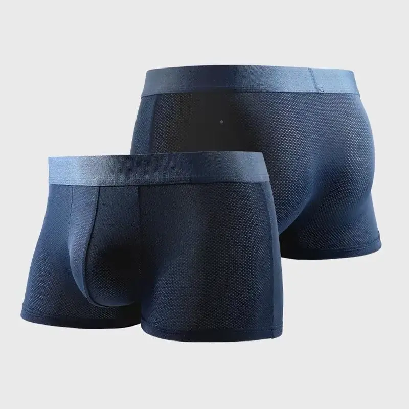 Men's ice silk antibacterial underpants, breathable mesh waistband, summer thin, sexy and comfortable four-corner short underpan