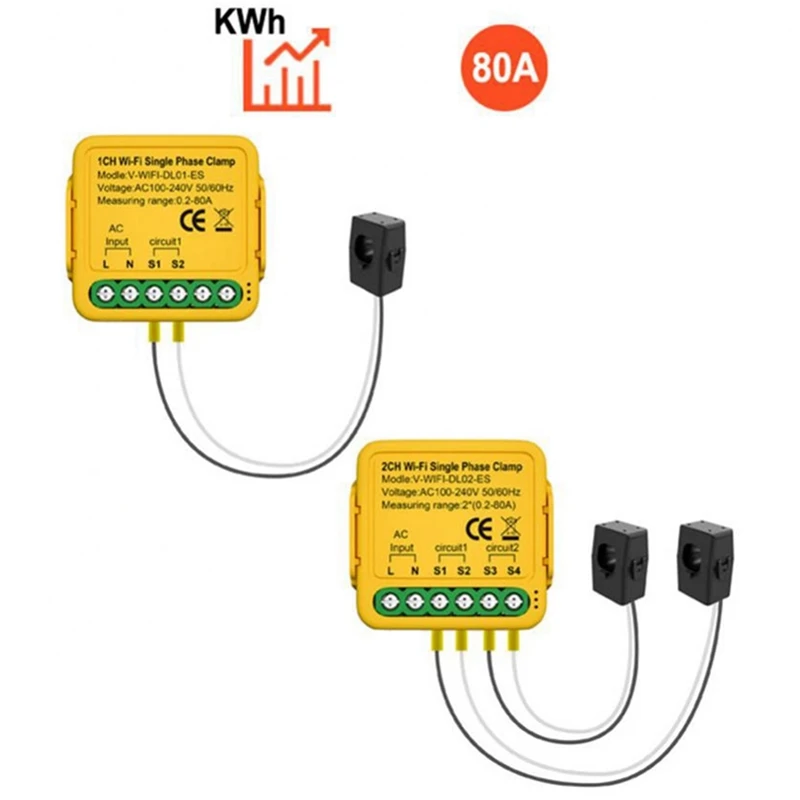CT Kwh Power Electricity Consumption Monitor With Clamp For Alexa Google Home (B)
