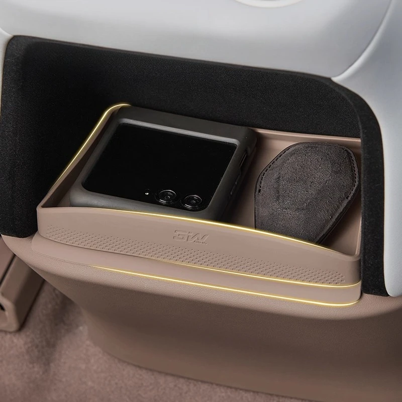 ل الصورة الرمزية 07 بعد التفريغ الاتجاه صندوق تخزين خلف مسند الذراع صندوق تخزين من السيليكون تخزين سلة المهملات أدوات اكسسوارات السيارات