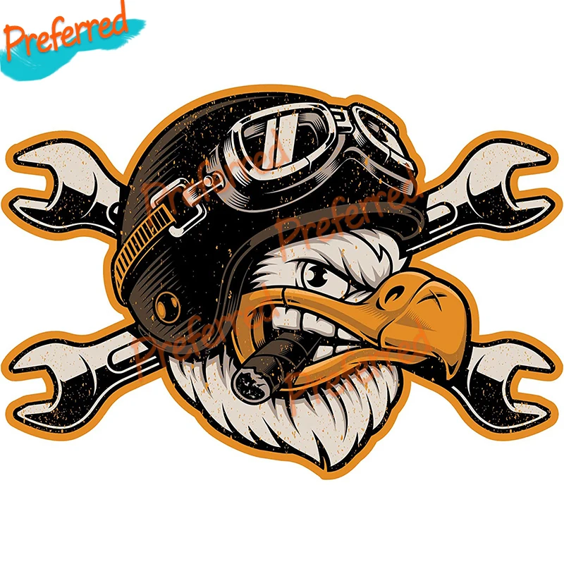 Vintage Eagle Biker Cigar Vinyl Sticker Motorcycle Helmet Bumper Laptop