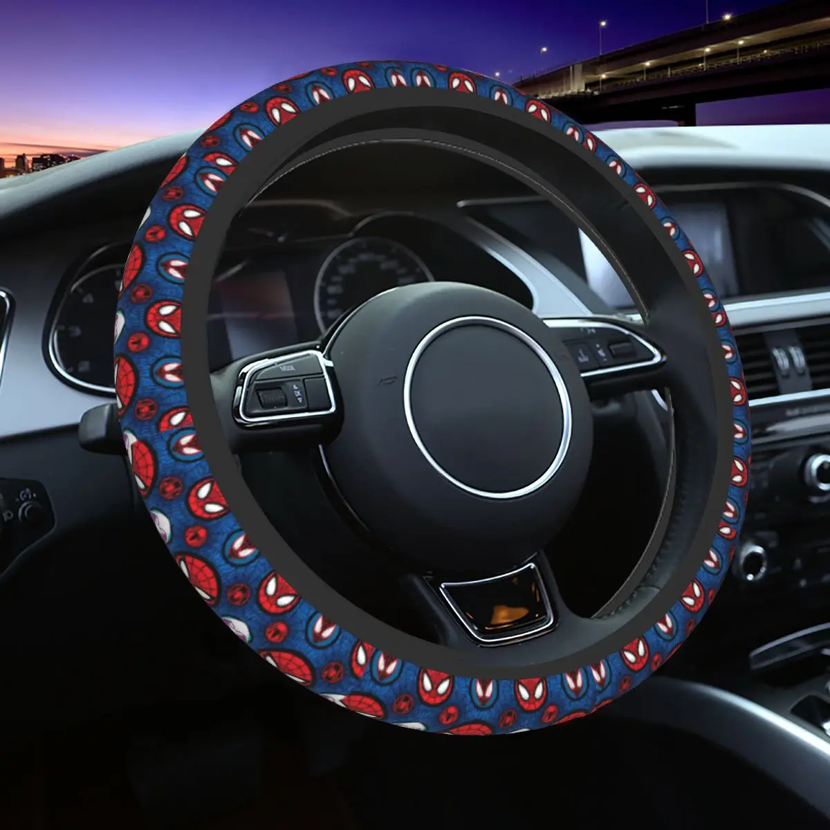 Spider-man Cartoon Car Steering Wheel Cover Anti-slip Spiderman Steering Wheel Protective Cover Car-styling Interior Accessories