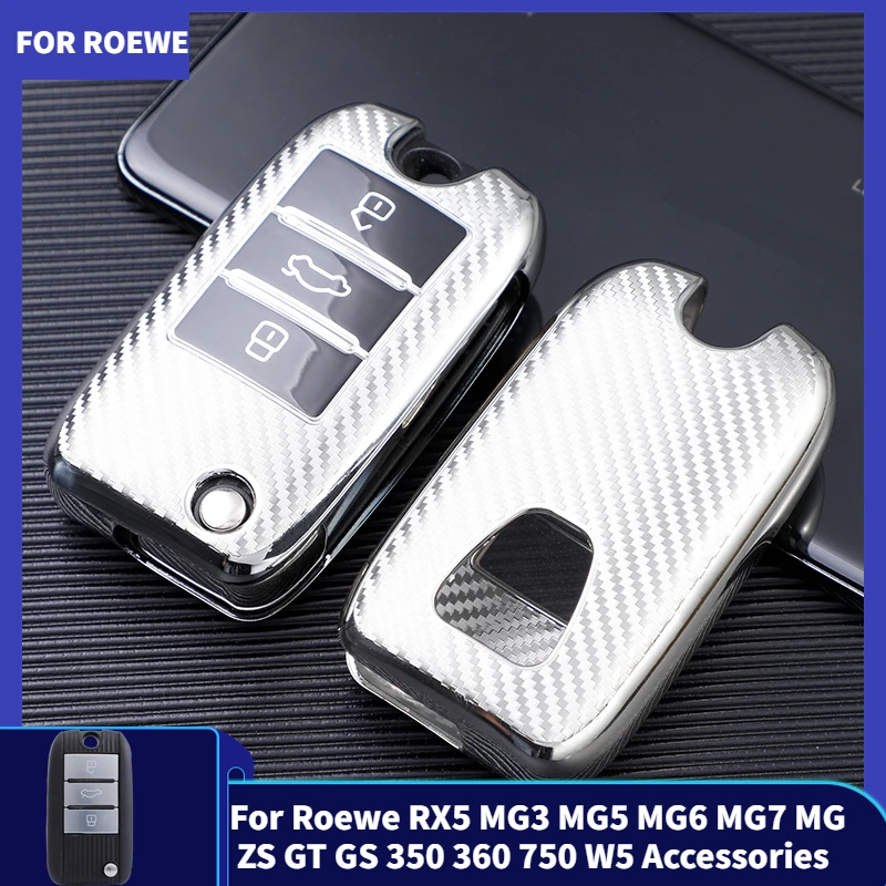 TPU Car Key Case Cover for Roewe RX5 MG3 MG5 MG6 MG7 MG ZS GT GS 350 360 750 W5 Accessories Car-Styling Keychain