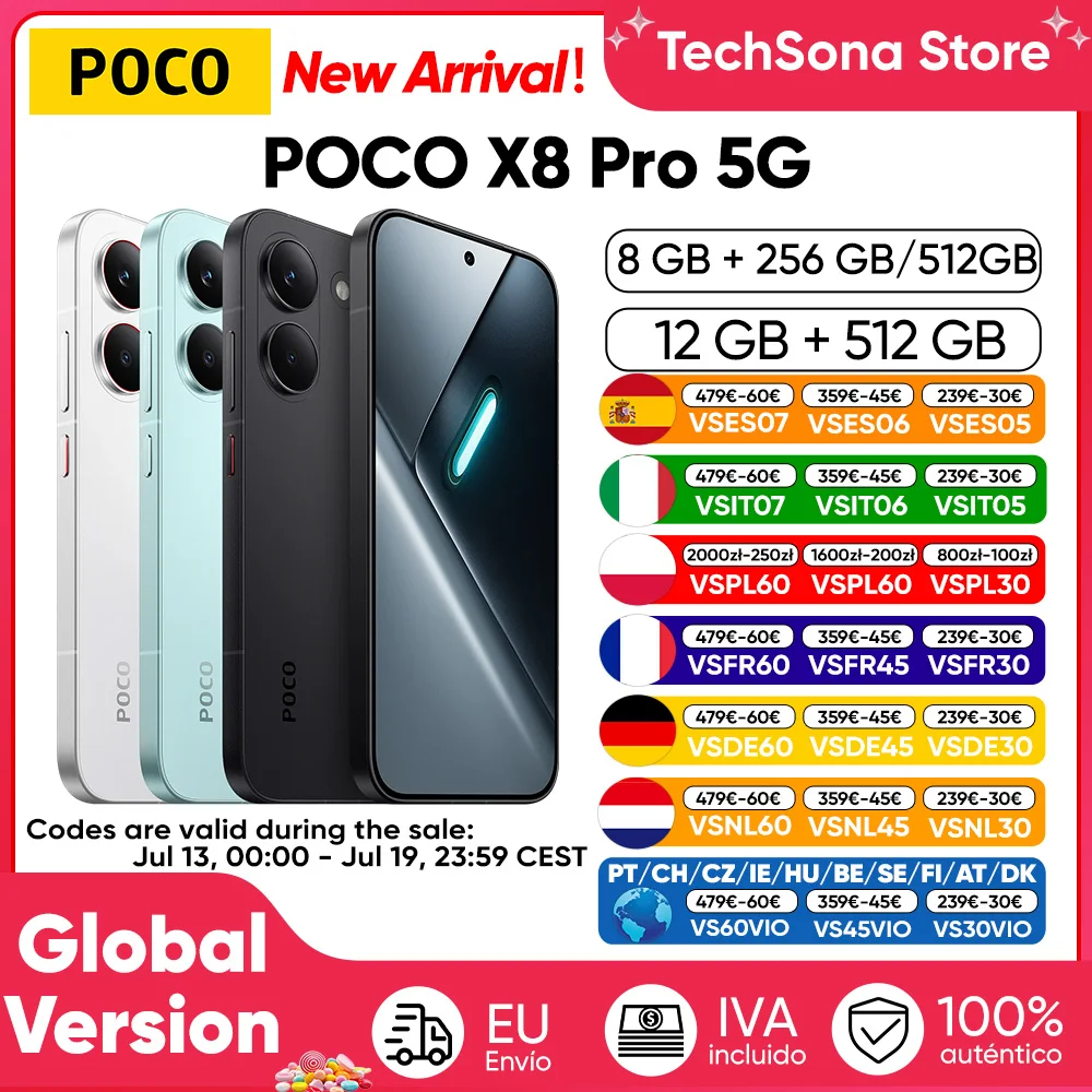 Teléfono Inteligente POCO X8 Pro 5G Versión Global, Dimensity 8500-Ultra, Pantalla AMOLED Ultra Brillante de 6.59 Pulgadas, 1.5K, 120Hz, Batería de 6500mAh, NFC