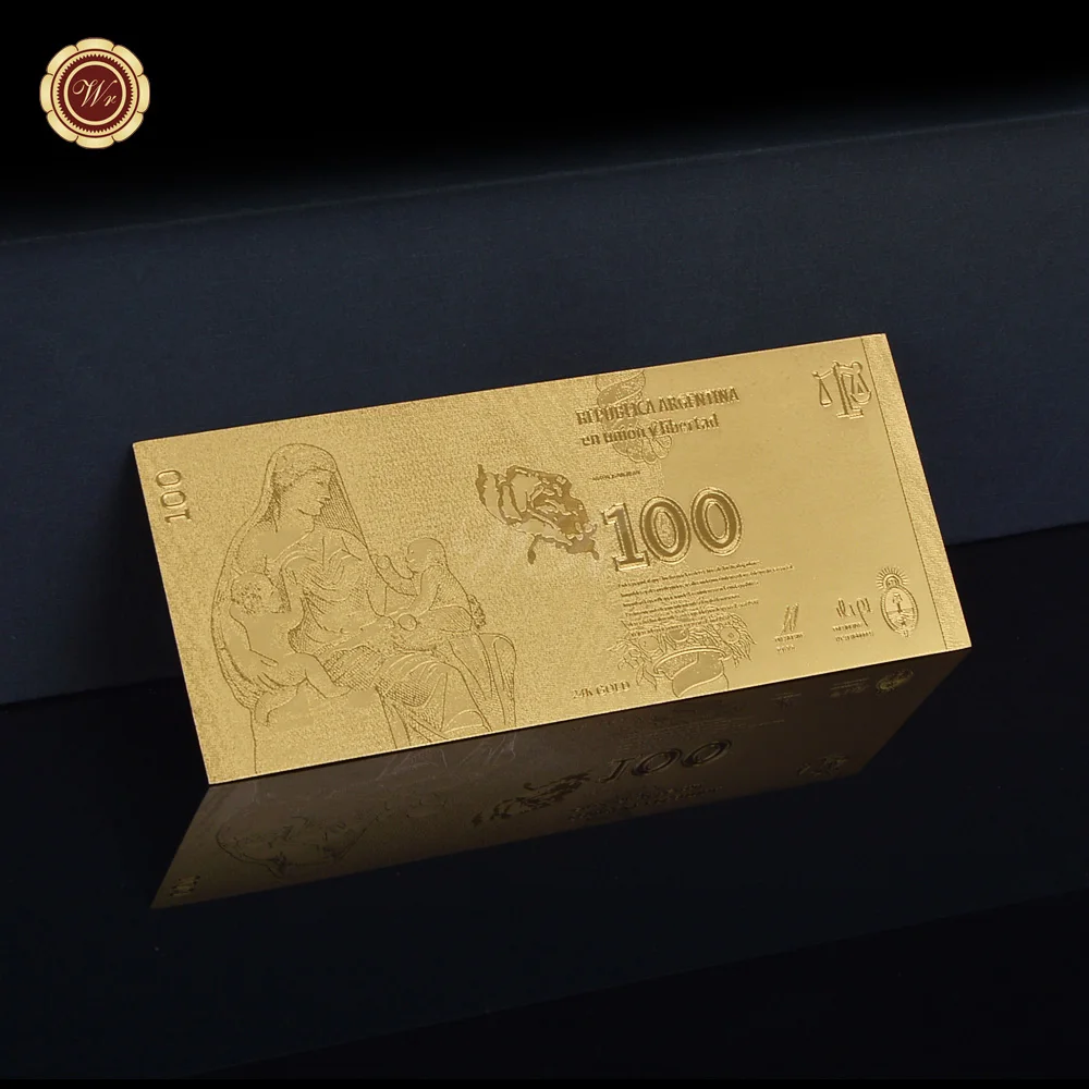 Argentina Gold Plated Banknote 100 PESO Plastic Bank Note Commemorative Banknotes Collectible Souvenir Business Gift Home Decor