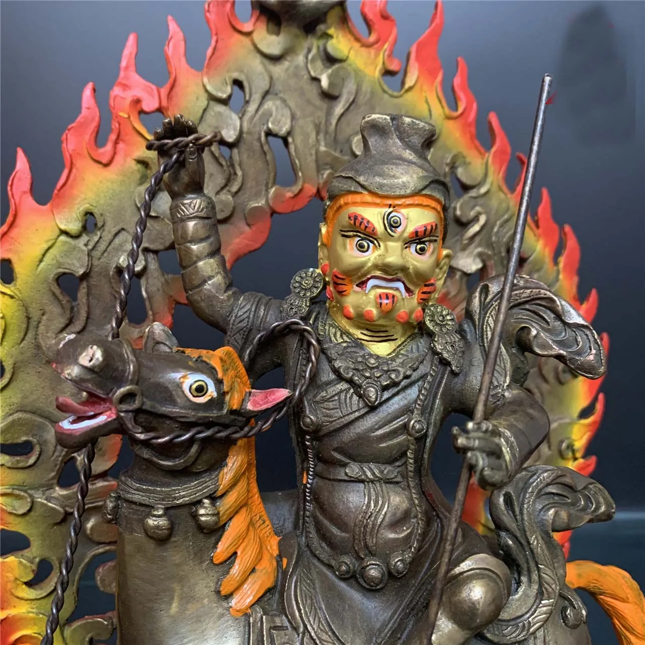 نادر جيد نيبال التبت معبد النحاس زيمار دارما حامي الثناء الله بوذا تمثال قاعة البوذية حماية العبادة 25 سنتيمتر #3