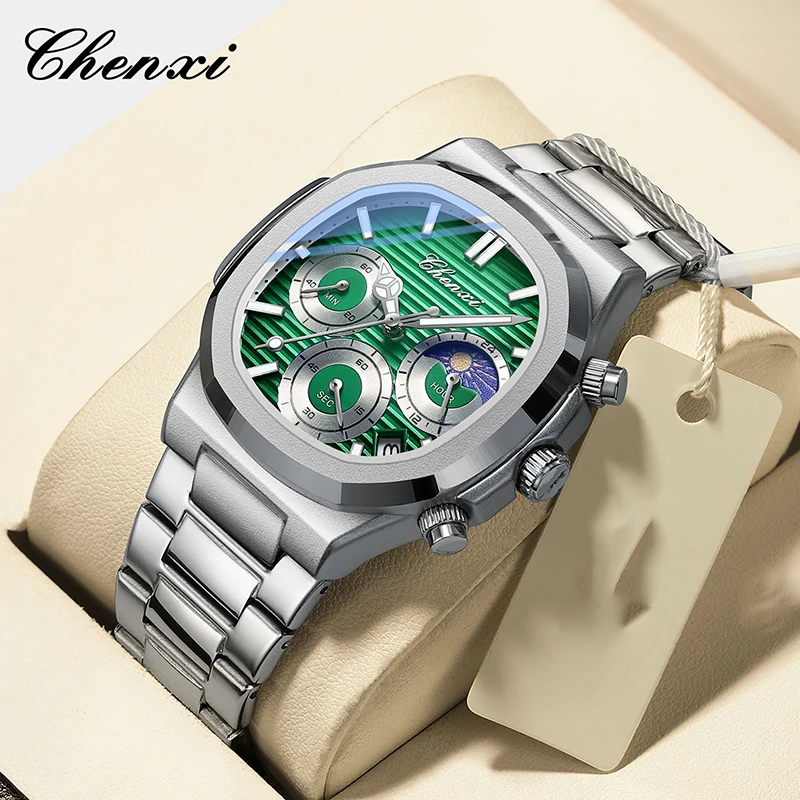 CHENXI Men's Business Watches Fashion Original Waterproof Luminous Calendar Clock Luxury Quality Steel Strip Quartz Wristwatch