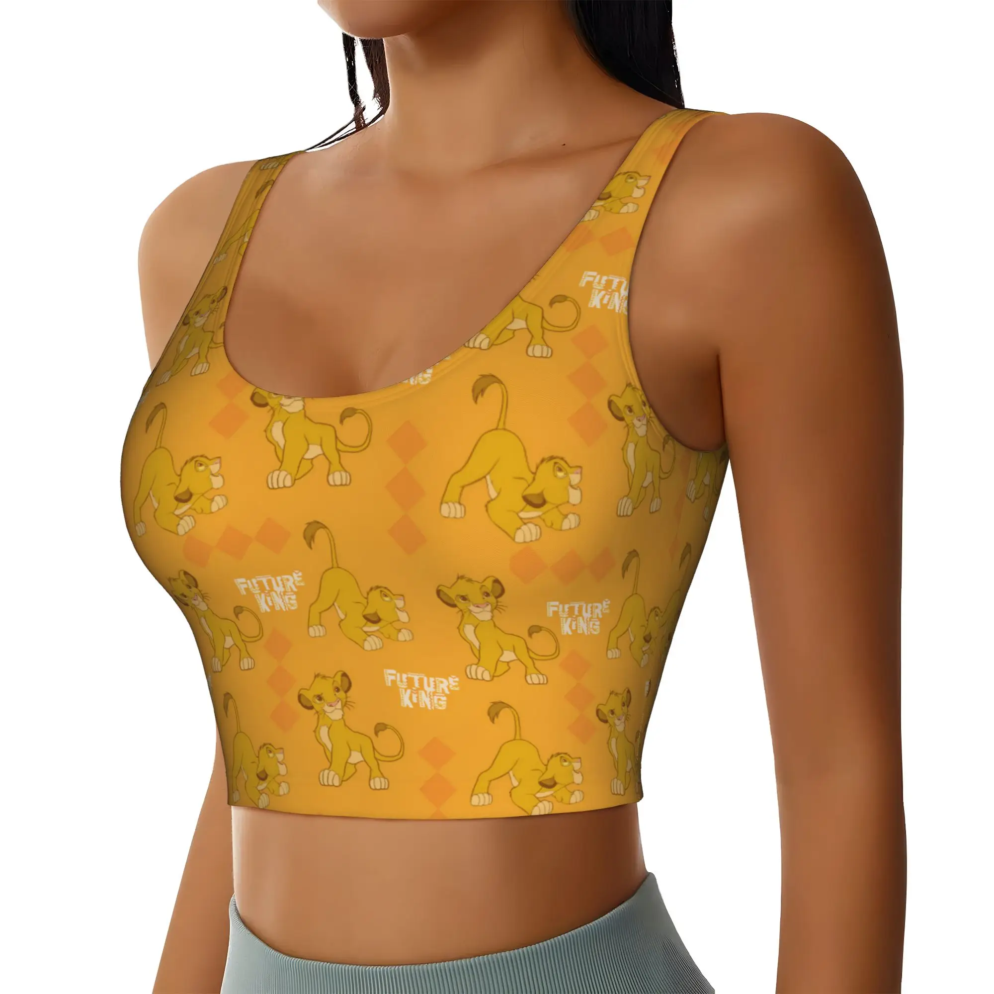 Custom Liones Anime Kinges High Impact Sports Bras Women's Hakuna Matata Simba Seamless Workout Yoga Crop Tank Tops