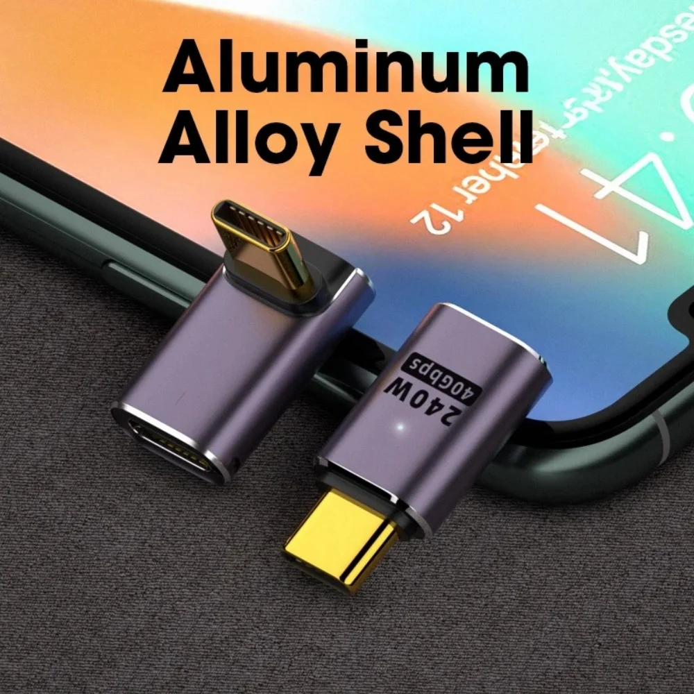 Mini USB4.0 Type-C OTG Adapter 40Gbps High Speed Data Converter Support 8K 60Hz 90/180 Degree Elbow Extension Fast Cable Adapter