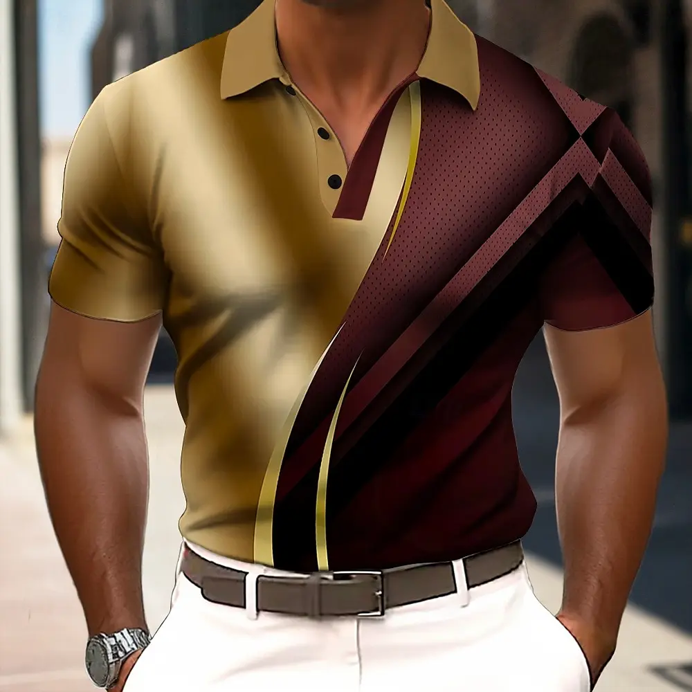 Summer Men's 3D Printed Abstract Geometic Short Sleeved Polo Shirt Collared Shirt Casual Tops Outdoor Street Polo Shirts