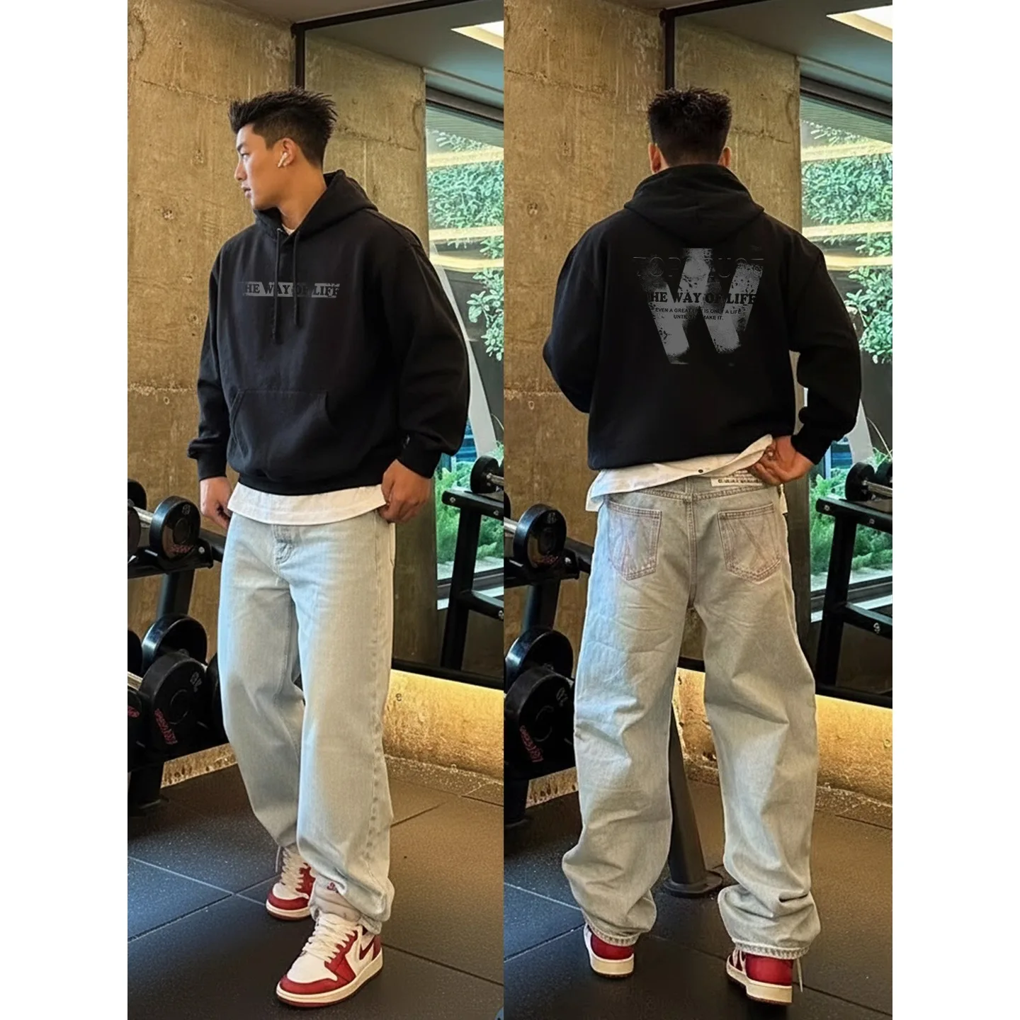 Felpa con cappuccio in peluche nero stile americano uomo donna autunno inverno 2025New felpa pullover calda in cotone oversize Y2k Top abbigliamento da uomo