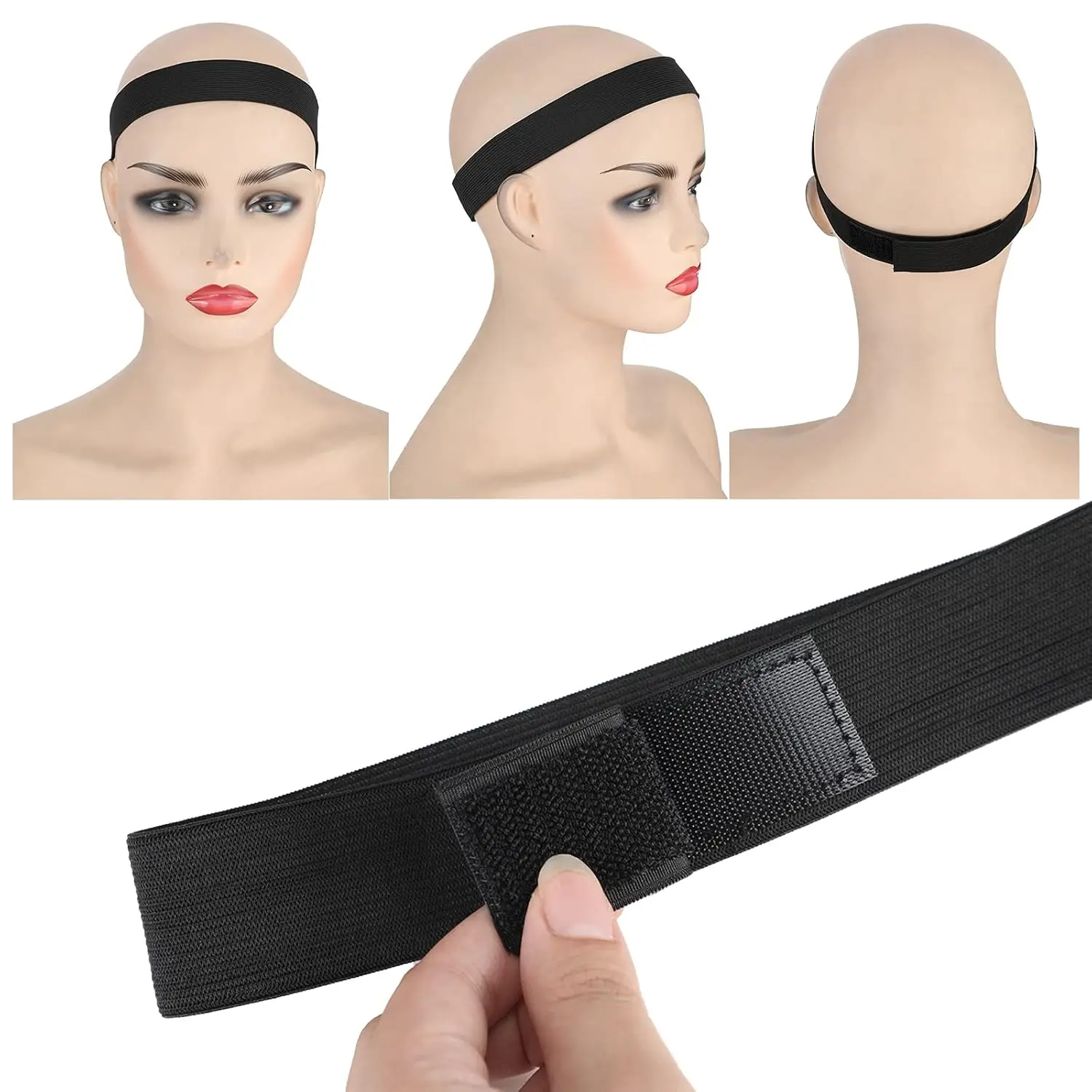 3 قطع من أربطة ذوبان الدانتيل المرنة، عصابات رأس شعر مستعار قابلة للتعديل لوضع أمامي من الدانتيل