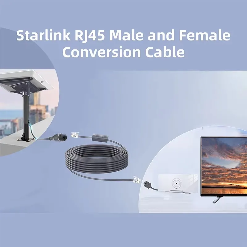 สําหรับ Starlink RJ45 อะแดปเตอร์สายเคเบิลสําหรับ Gen3 V3 รูปสี่เหลี่ยมผืนผ้า Satellite Cable Extension กันน้ํา Starlink Ethernet Adapter
