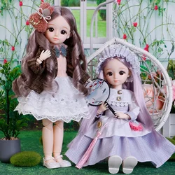 여아용 3D 시뮬레이션 눈 옷 세트, 여러 개의 움직일 수 있는 관절, 1/6 BJD 힌지 인형 공주 치마, DIY 원피스 장난감 선물, 30cm