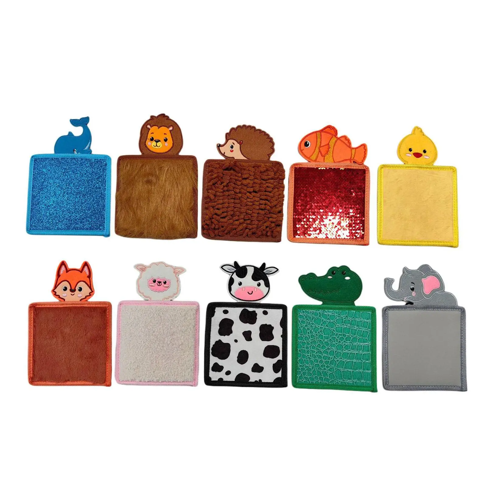 Animal Sensory Mats Textured Sensory Tiles for Kids Tactile Learning Toy Soft Plush Educational Play Mat for Toddlers Motor