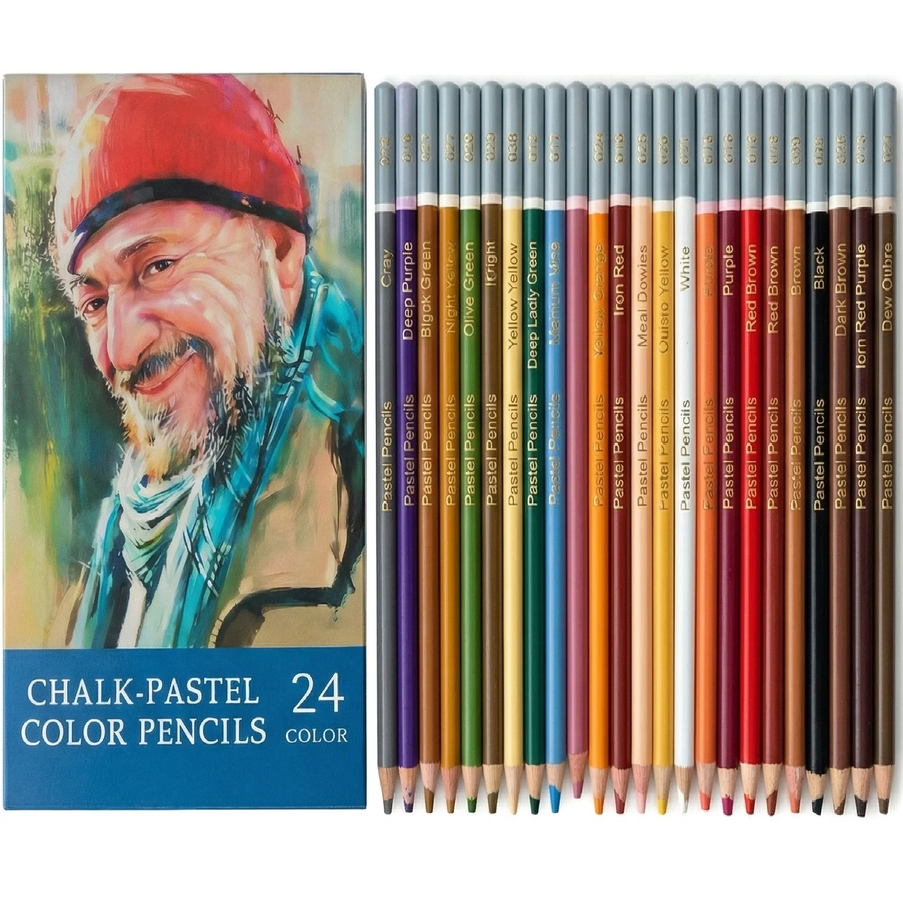24 Premium Colored Charcoal Pencils Drawing Set,Quality Pastel Chalk Pencils,Color Charcoal Pencils,for Coloring,Sketching,Drawi