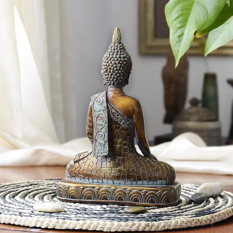 Vintage Zen Buddha Head Sculpture - Serene Focal Point for Modern Space, Handsome Desktop Altar Piece & Oriental Decor for Livin