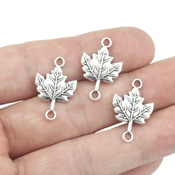 20pcs/lot 14*22mm  Antique Silver Color DIY Maple Leaf Charm Pendant  For Necklace Bracelet Jewelry Making