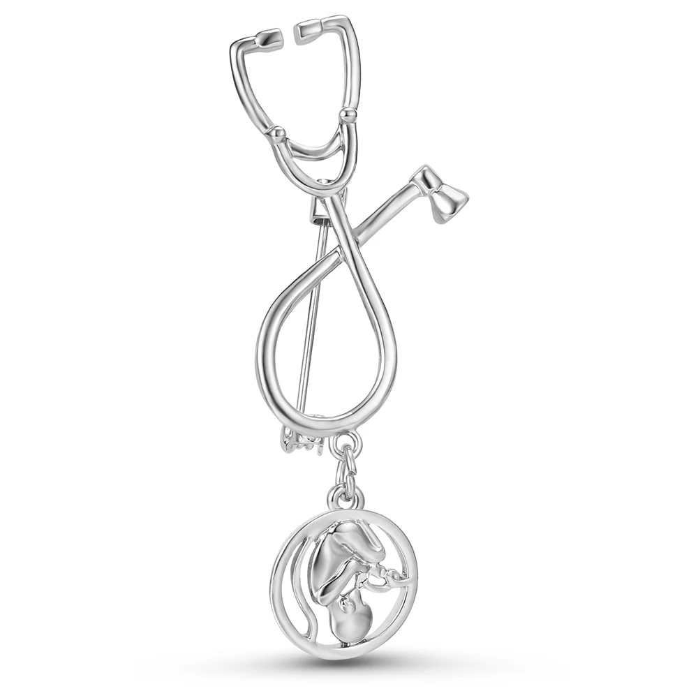 Stethoscope Newborn Pendant Broochey Medical Series Love Life Jewelry Pins Lapel Badge Celebration Gift for Mothers Doctor