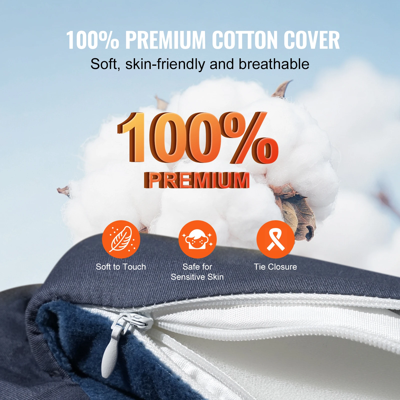 VEVOR Baby Lounger 100% Cotton Soft Infant Lounger Pillow with Headrest & Double-Sided Cover Portable Baby Floor Seat Sleeper