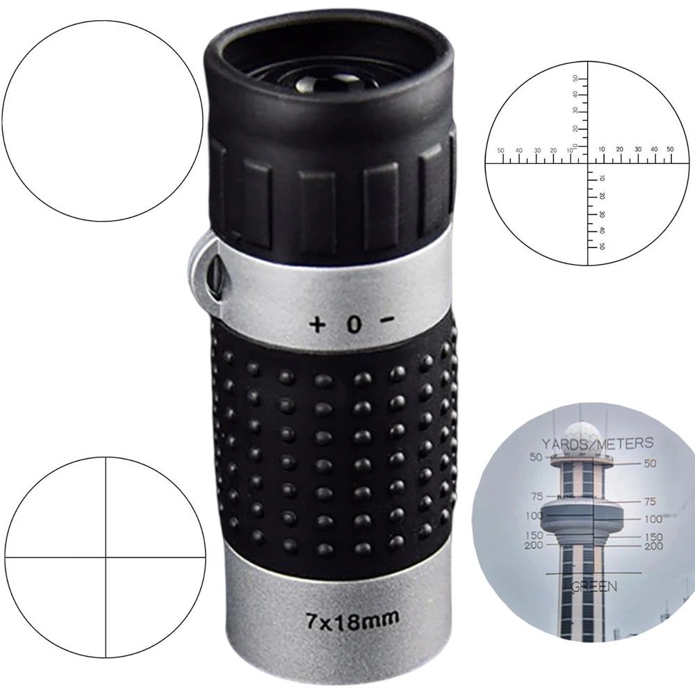 Mini 7x Magnifying Telescope Monocular Crosshairs Rangefinder Differentiation line for Hunting Golf Hiking Bird Watching Travel