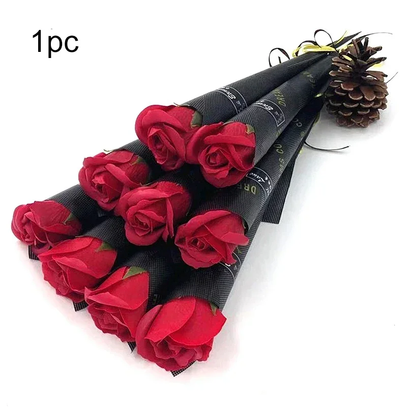 Single Rose Soap Flowers Bouquet Artificial Fake Flower Simulation Flower Valentine\'s Day Gifts Wedding Party Scene Layout Props