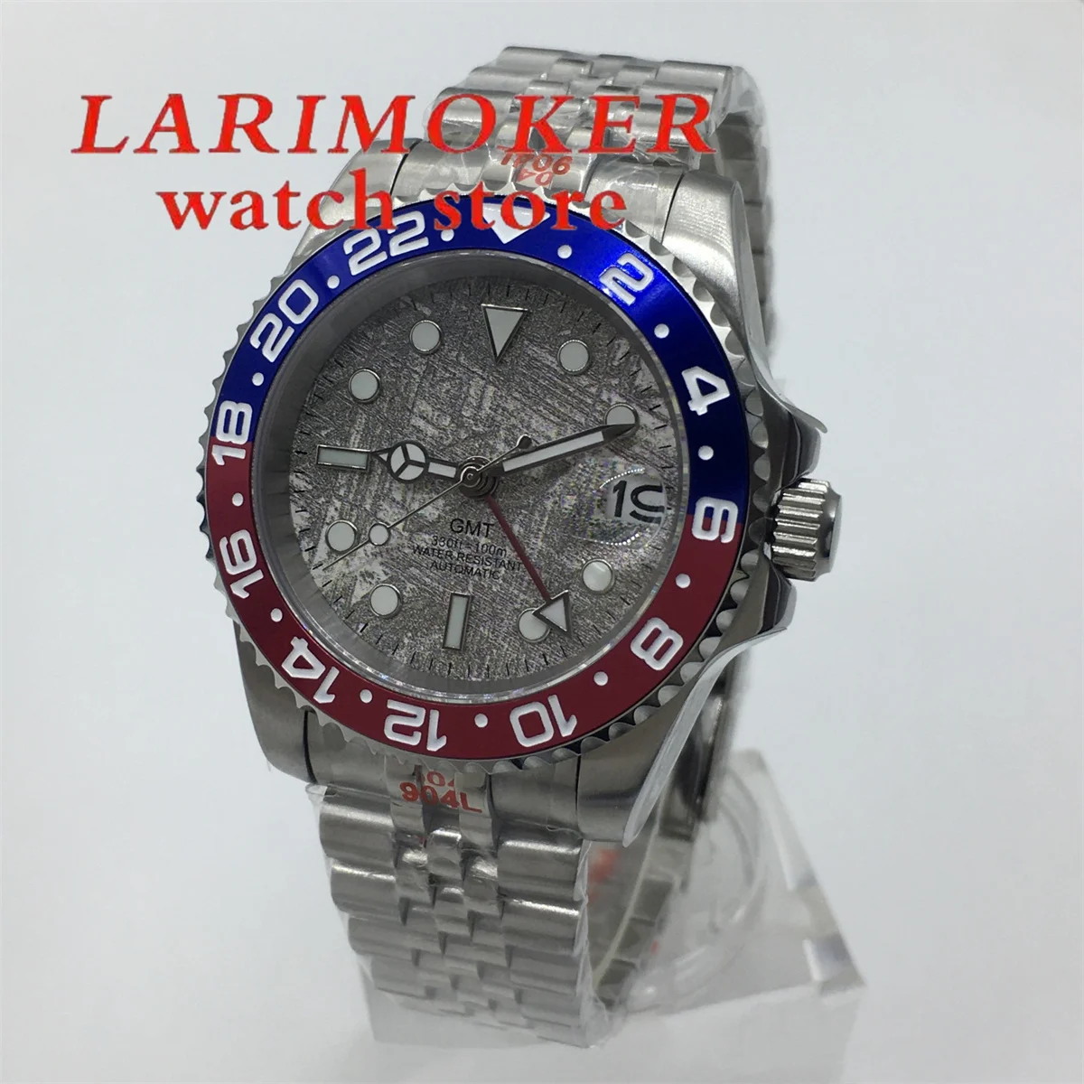 GMT Men's Diving Watch 40mm Rotating Bezel Men's Mechanical Watch NH34 Movement Sapphire Glass 100m waterproof C3 green luminous