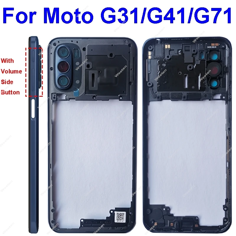 Middle Housing For Motorola MOTO G31 G41 G71 XT2167-2 Middle Holder Cover Bezel with Camera Frame Volume Button Parts