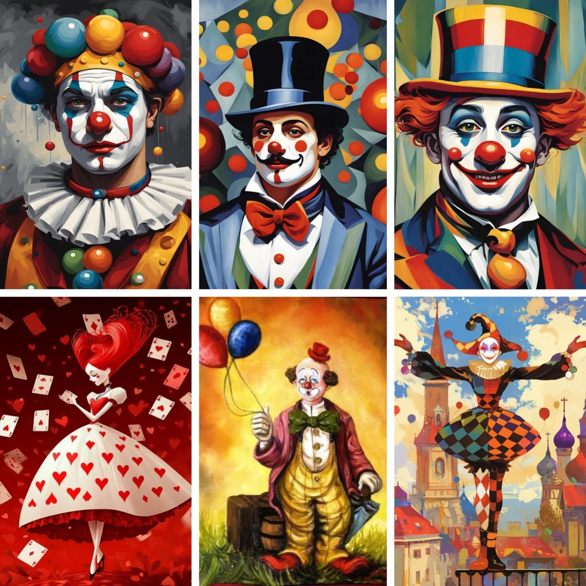 

Full Square Diamond Painting DIY Surreal Clowncore Wall Art Diamond Embroidery Painting Mosaic Psychedelic Circus Wall Decor