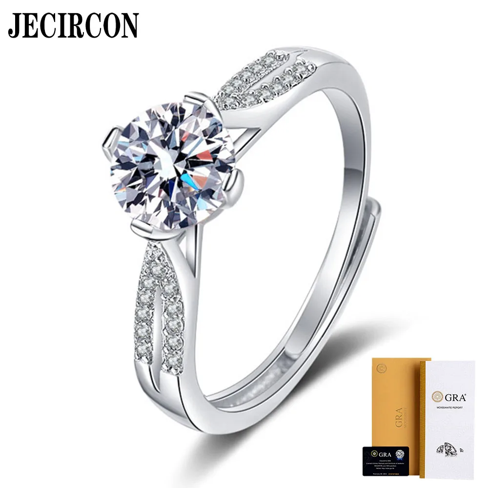 

JECIRCON Star Same Style Moissanite Diamond Ring for Women 1ct Proposal Wedding Band for Girlfriend 925 Sterling Silver Jewelry