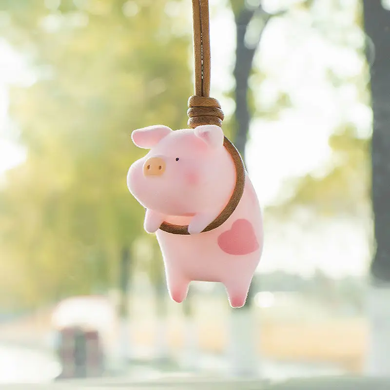 Cute Panda/Pig/Tiger Car Pendant Auto Rearview Mirror Pendants Swing Pig Coche Interior Decoraction Accessories Creative Gift