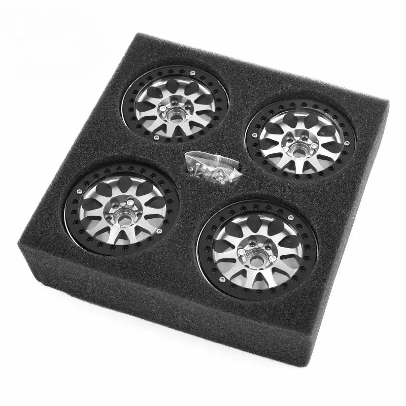 

4pcs 2.2 Inch Alloy Beadlock Wheel Hub Simulated Rock Crawler Wheel Rim Heavy Duty Upgrade Parts for Axial SCX10 TRX-4 RC Car