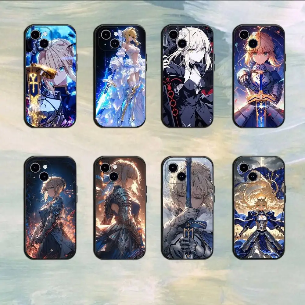 

Fate Zero Stay Night Saber iPhone Case For 17 16 15 14 13 12 11 Mini XS XR X 6S 6 Pro Max Plus Black Soft Cover