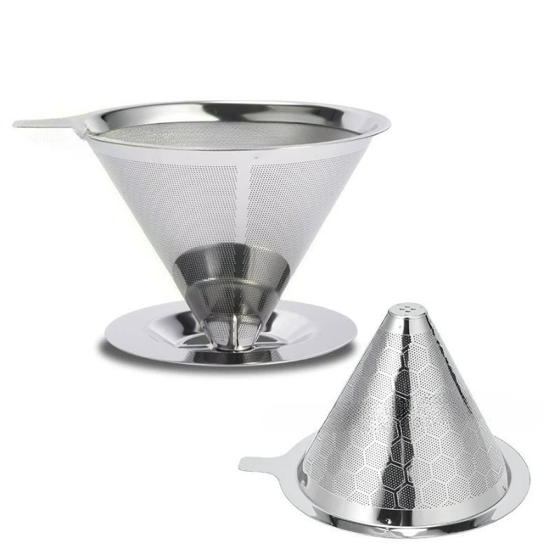 Coffee Pot Sharing Mug, Pour-over Coffee Cup with Wood Heat-Resistant Layer, Stainless Steel Coffee Filter Barista Coffee Server - view 3