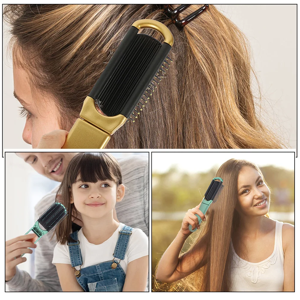 

6pcs Folding Travel Size Detangling Mini Mirror Hair Brush For Women Durable Abs Portable Foldable Scalp Massage Comb Multiple